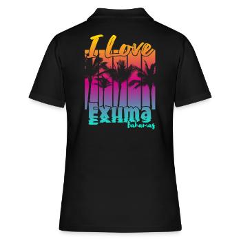 Ich liebe Exuma Bahamas - Frauen Polo Shirt - Schwarz - Hinten - Ailine (174cm)