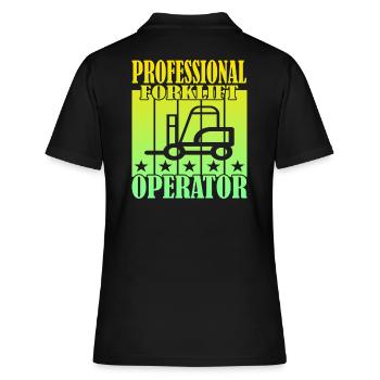 Professional Forklift Operator - Frauen Polo Shirt - Schwarz - Hinten - Ailine (174cm)