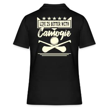 Life is better with Camogie - Frauen Polo Shirt - Schwarz - Hinten - Ailine (174cm)