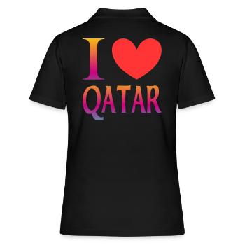 Ich liebe Katar - Frauen Polo Shirt - Schwarz - Hinten - Ailine (174cm)