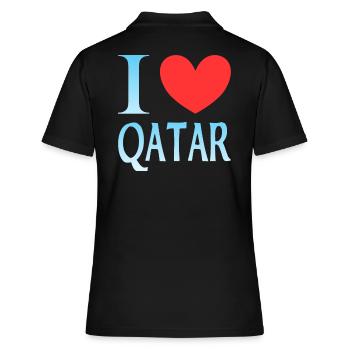 Ich liebe Katar - Frauen Polo Shirt - Schwarz - Hinten - Ailine (174cm)