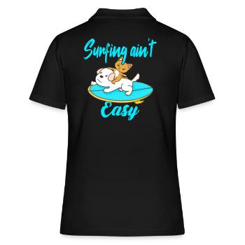 Surfing ain't Easy - Frauen Polo Shirt - Schwarz - Hinten - Ailine (174cm)