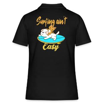 Surfing ain't Easy - Frauen Polo Shirt - Schwarz - Hinten - Ailine (174cm)