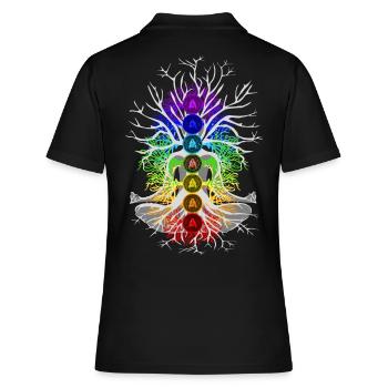 Chakra Harmonie - Frauen Polo Shirt - Schwarz - Hinten - Ailine (174cm)