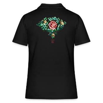 Chinesisch_Blumen_Verbotene Stadt_Pfingstrose1420 - Polo Femme - noir - Dos - Ailine (174cm)