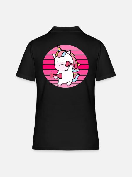 Muskel Einhorn Sonnenuntergang - Frauen Polo Shirt - Schwarz