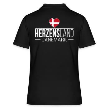 Herzensland Dänemark Skandinavien Urlaub Reise - Frauen Polo Shirt - Schwarz - Hinten - Ailine (174cm)