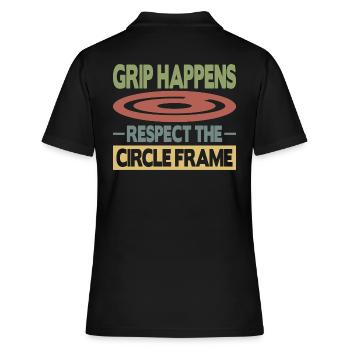Grip Happens Respectez le cadre circulaire - Polo Femme - noir - Dos - Ailine (174cm)
