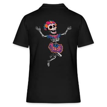 Danser joyeux squelette fou la Catrina :) - Polo Femme - noir - Dos - Ailine (174cm)
