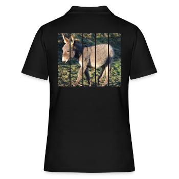 Esel - Frauen Polo Shirt - Schwarz - Hinten - Ailine (174cm)