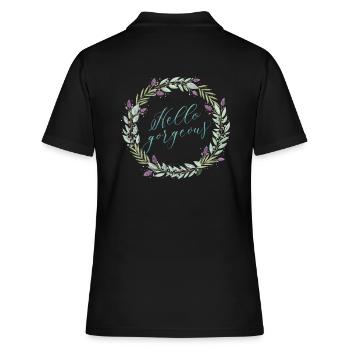Hallo Schöne - Frauen Polo Shirt - Schwarz - Hinten - Ailine (174cm)