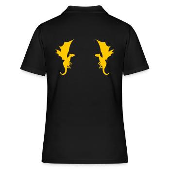 Drache Drachen Muster - Frauen Polo Shirt - Schwarz - Hinten - Ailine (174cm)