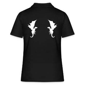 Drache Drachen Muster - Frauen Polo Shirt - Schwarz - Hinten - Ailine (174cm)
