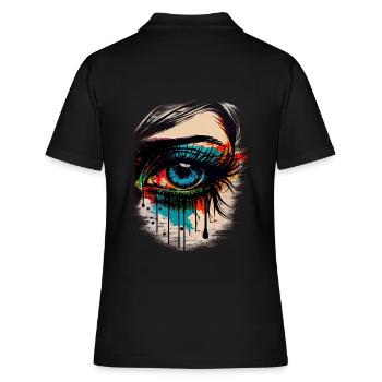 Œil psychédélique avec des détails colorés à l’aérographe - Polo Femme - noir - Dos - Ailine (174cm)
