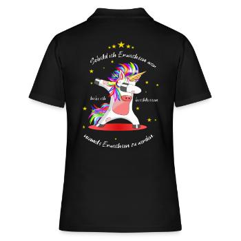 Tanzendes Einhorn - Nie erwachsen werden - Frauen Polo Shirt - Schwarz - Hinten - Ailine (174cm)