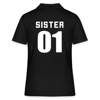 Sister 01 Sister 02 Sister 03 BFF Freundschafts - Frauen Polo Shirt - Schwarz - Hinten - Ailine (174cm)