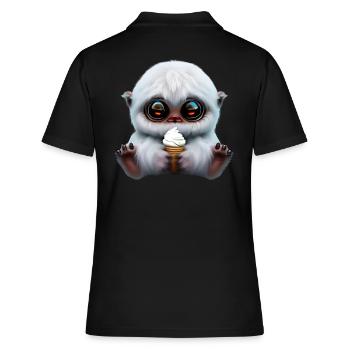 Yeti mit Softeis - Frauen Polo Shirt - Schwarz - Hinten - Ailine (174cm)