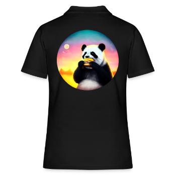 Panda au Cheeseburger Sunset - Polo Femme - noir - Dos - Ailine (174cm)