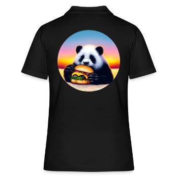 Panda au Cheeseburger Sunset - Polo Femme - noir - Dos - Ailine (174cm)