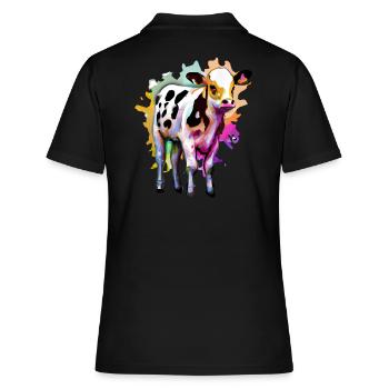 Niedliches Kalb mit Farbspritzern - Frauen Polo Shirt - Schwarz - Hinten - Ailine (174cm)