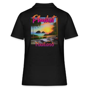 Phuket Sonnenuntergang in Thailand - Frauen Polo Shirt - Schwarz - Hinten - Ailine (174cm)
