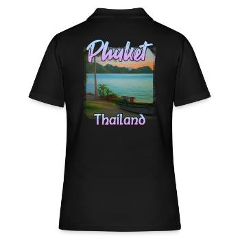 Phuket Sonnenuntergang in Thailand - Frauen Polo Shirt - Schwarz - Hinten - Ailine (174cm)