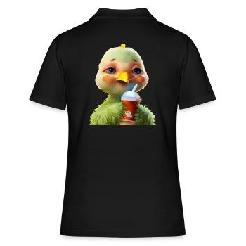 Cute chicken with soft drink - Women's Polo Shirt - black - Back - Ailine (174cm)