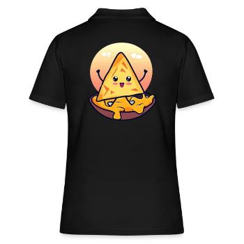 Chips de nacho dans un bain de fromage crémeux - Polo Femme - noir - Dos - Ailine (174cm)