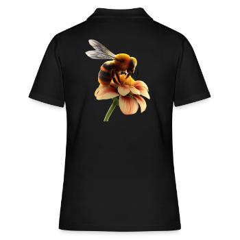 Biene auf Blume - Frauen Polo Shirt - Schwarz - Hinten - Ailine (174cm)