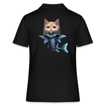 Fischkatze Fusion - Frauen Polo Shirt - Schwarz - Hinten - Ailine (174cm)