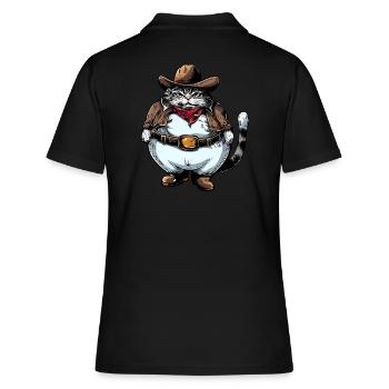 Gros chat cowboy - Polo Femme - noir - Dos - Ailine (174cm)