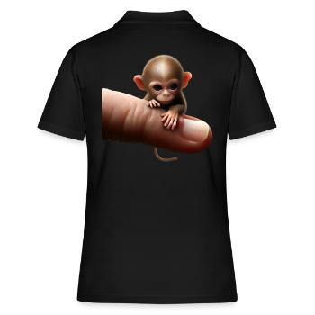 Fingeraffe am Finger - Frauen Polo Shirt - Schwarz - Hinten - Ailine (174cm)