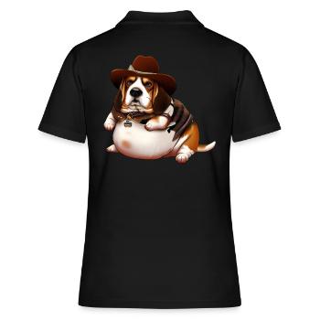 Gros Beagle Cowboy - Polo Femme - noir - Dos - Ailine (174cm)
