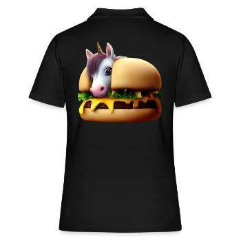 Einhorn Cheeseburger - Frauen Polo Shirt - Schwarz - Hinten - Ailine (174cm)