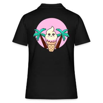 Softeis unter Palmen im Sonnenuntergang - Frauen Polo Shirt - Schwarz - Hinten - Ailine (174cm)