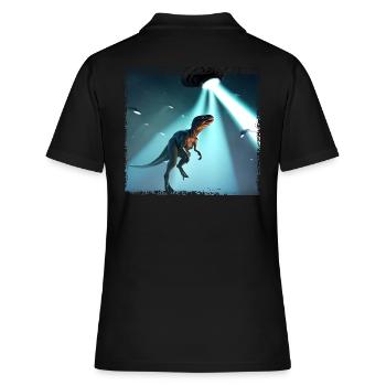 UFO trifft auf Dinosaurier - Frauen Polo Shirt - Schwarz - Hinten - Ailine (174cm)