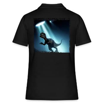 UFO trifft auf Dinosaurier - Frauen Polo Shirt - Schwarz - Hinten - Ailine (174cm)