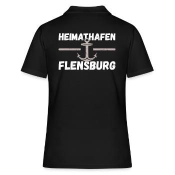 Heimathafen Flensburg - Frauen Polo Shirt - Schwarz - Hinten - Ailine (174cm)