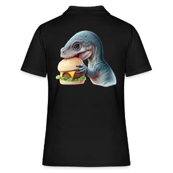 Cheeseburger Dinosauerier - Frauen Polo Shirt - Schwarz - Hinten - Ailine (174cm)