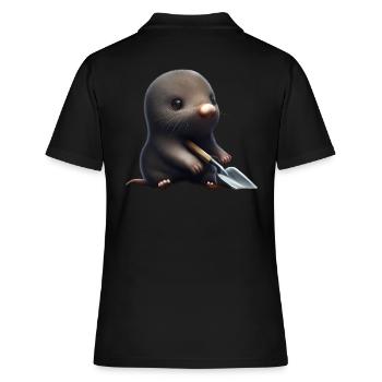 Niedlicher Maulwurf mit Schaufel - Frauen Polo Shirt - Schwarz - Hinten - Ailine (174cm)