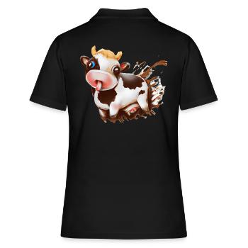 Vache en chocolat avec éclaboussures de cacao - Polo Femme - noir - Dos - Ailine (174cm)