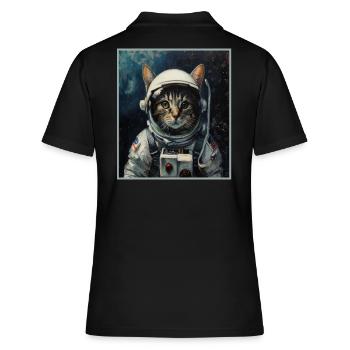 Chat, Voyage Dans L’espace, Fusée, Astronaute, Espace - Polo Femme - noir - Dos - Ailine (174cm)