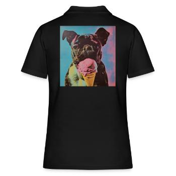 Eis Hund Sommer Eiskreme Eisdiele FUNNY Hunde - Frauen Polo Shirt - Schwarz - Hinten - Ailine (174cm)