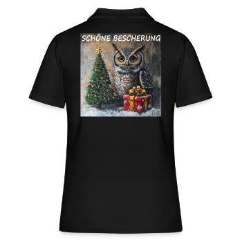 Eule Xmas, Weihnachten Schöne Bescherung, Vogel - Frauen Polo Shirt - Schwarz - Hinten - Ailine (174cm)