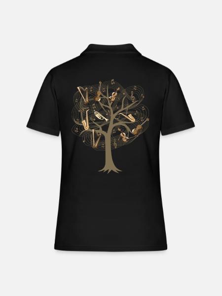 Musicien Arbre / Orchestre Notes de Musique Idée Cadeau - Polo Femme - noir