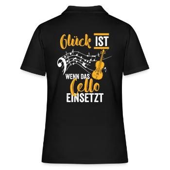 Cello Konzert - Frauen Polo Shirt - Schwarz - Hinten - Ailine (174cm)