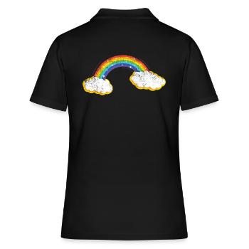 Regenbogen - Frauen Polo Shirt - Schwarz - Hinten - Ailine (174cm)