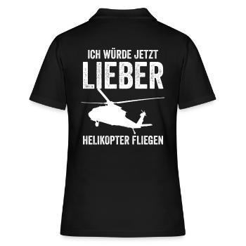 Helikopter Flugplatz - Frauen Polo Shirt - Schwarz - Hinten - Ailine (174cm)