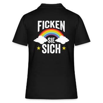Ficken Sie Sich Bürohumor Lustig - Frauen Polo Shirt - Schwarz - Hinten - Ailine (174cm)