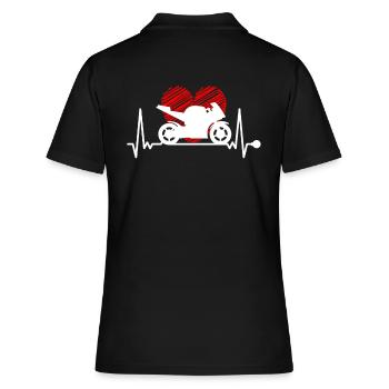 Herzschlag Motorrad Biker Bike Motorbike Puls EKG - Frauen Polo Shirt - Schwarz - Hinten - Ailine (174cm)
